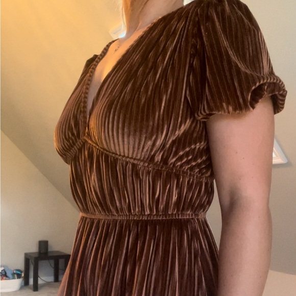 Rust Orange Velvet Autumn Dress NWOT - Picture 2 of 4